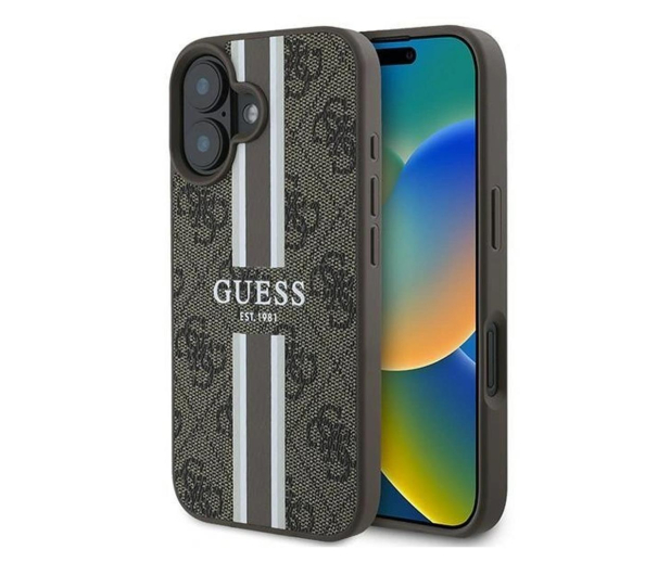 Guess 4G Printed Stripes do iPhone 16 Plus brązowy - 1279154 - zdjęcie